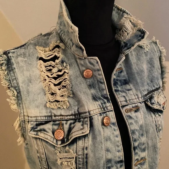 Zara Jackets Coats Zara Denim Vest Washed Out Look For A Fun